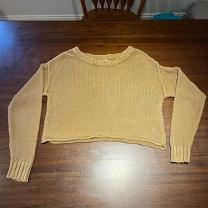American Eagle Loose Knit Cropped Women's Tan Sweater